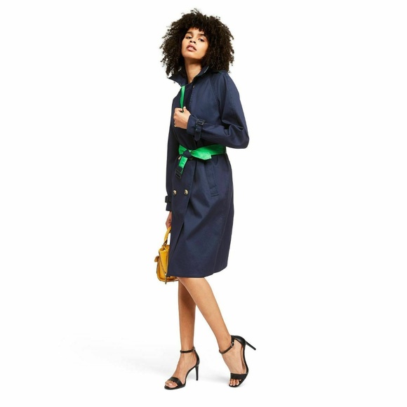 Phillip Lim Women's Trench Coat Navy/Green - Picture 3 of 5